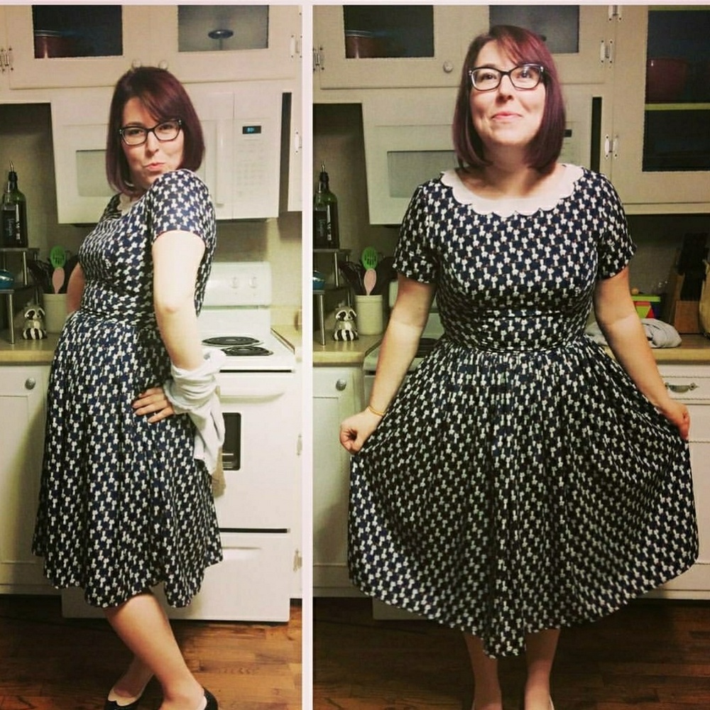 Sold Cat kitten print Peter pan collar dress - Picture 3 of 5